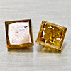 Natural Red Yellow Loose Diamond 0.53 Ct. 2 Pcs. Square Princess Cut