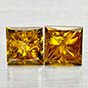 Natural Red Yellow Loose Diamond 0.49 Ct. 2 Pcs. Square Princess Cut