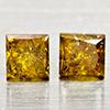 Natural Red Yellow Loose Diamond 0.35 Ct. 2 Pcs. Square Princess Cut