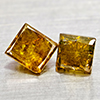 Natural Red Yellow Loose Diamond 0.85 Ct. 2 Pcs. Square Princess Cut