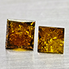Natural Red Yellow  Loose Diamond 0.17 Ct. 2 Pcs. Square Princess Cut 2.7 Mm