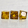 Natural Red Yellow Loose Diamond 0.71 Ct. 3 Pcs. Square Princess Cut 3 x 2.9 Mm