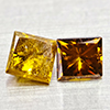 Natural Red Yellow Loose Diamond 0.24 Ct. 2 Pcs. Square Princess Cut 2.8 Mm