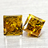 Natural Red Yellow Loose Diamond 0.43 Ct. 2 Pcs. Square Princess Cut 3 Mm