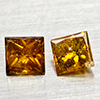 Natural Red Yellow Loose Diamond 0.17 Ct. 2 Pcs. Square Princess Cut 2.5 Mm