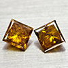 Natural Red Yellow Loose Diamond 0.45 Ct. 2 Pcs. Square Princess Cut 3.1 MM