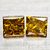 Natural Red Yellow Loose Diamond 0.45 Ct. 2 Pcs. Square Princess Cut 3 Mm