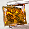 Natural Red Yellow Loose Diamond 0.46 Ct. Square Princess Cut 4 x 3.7 Mm