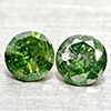 Natural Green Loose Diamond 0.29 Ct. 2 Pcs Round Diamond Cut 3.4 Mm