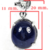 925 Sterling Silver Pendant Jewelry With Natural Blue Sapphire Oval Cabochon