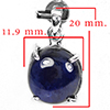 925 Sterling Silver Pendant Jewelry With Natural Blue Sapphire Oval Cabochon