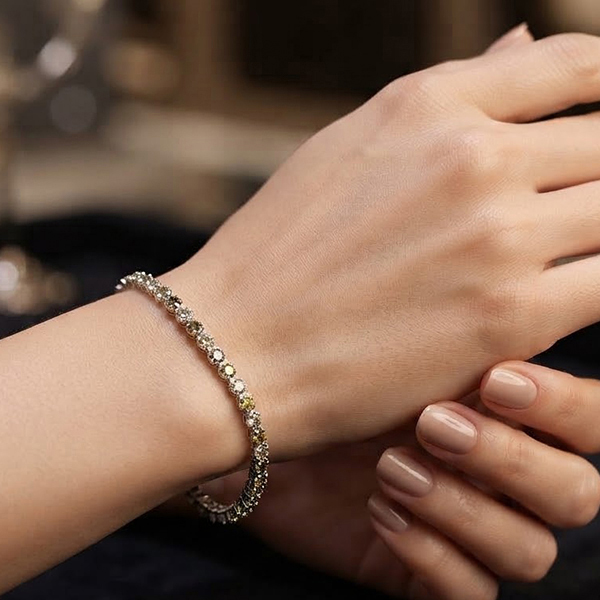 Natural Fancy Color Diamond With 925 Sterling Silver Jewelry 3.00 Grams Bracelet  6 Inch.
