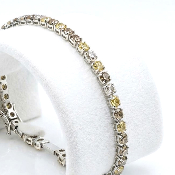 Natural Fancy Color Diamond With 925 Sterling Silver Jewelry 3.09 Grams Bracelet  7 Inch.