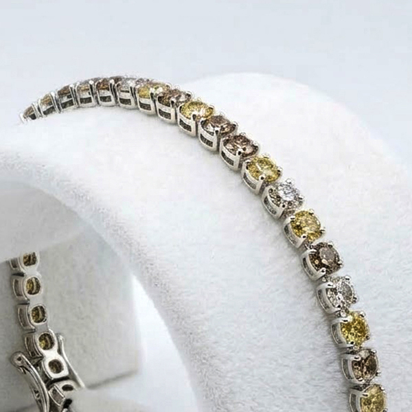 Natural Fancy Color Diamond With 925 Sterling Silver Jewelry 2.99 Grams Bracelet  6 Inch.