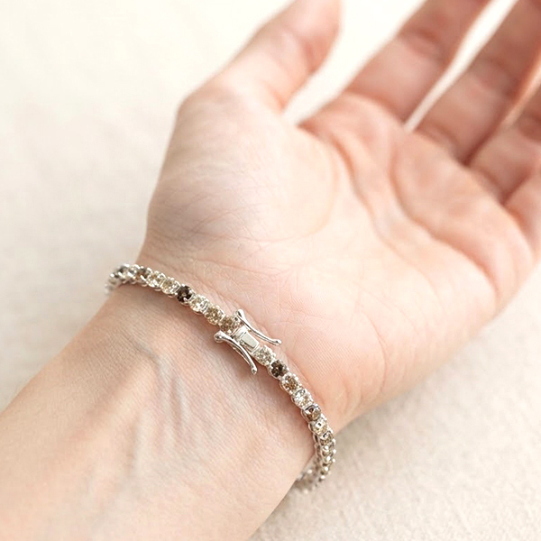Natural Fancy Color Diamond With 925 Sterling Silver Jewelry 3.00 Grams Bracelet  6 Inch.