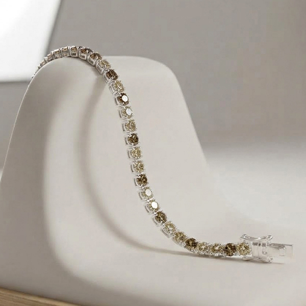 Natural Fancy Color Diamond With 925 Sterling Silver Jewelry 3.00 Grams Bracelet  6 Inch.