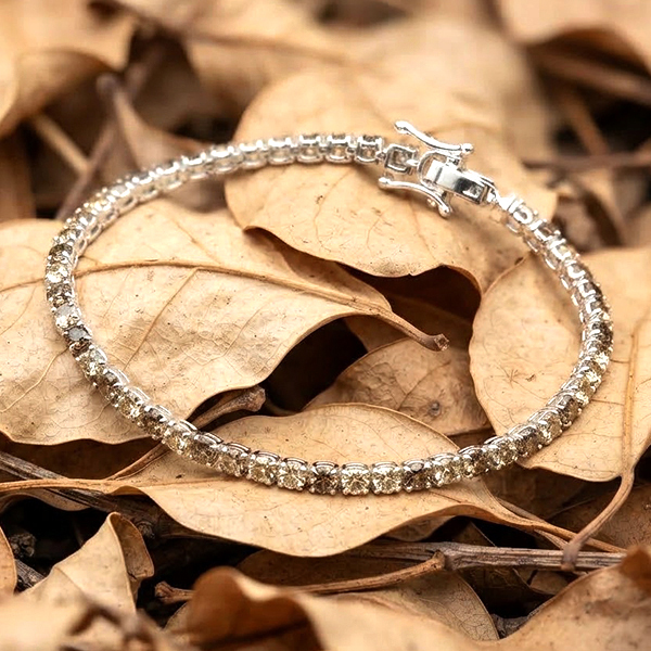 Natural Fancy Color Diamond With 925 Sterling Silver Jewelry 3.00 Grams Bracelet  7 Inch.
