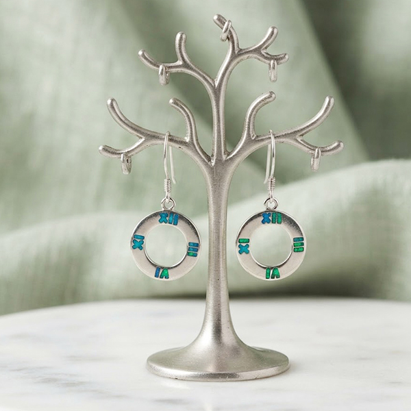 925 Sterling Silver Jewelry Earrings 4.85 Grams with Multi Color Blue Created Opal