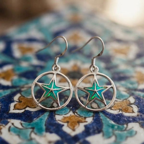925 Sterling Silver Jewelry Earrings 5.85 Grams with Multi Color Blue Created Opal