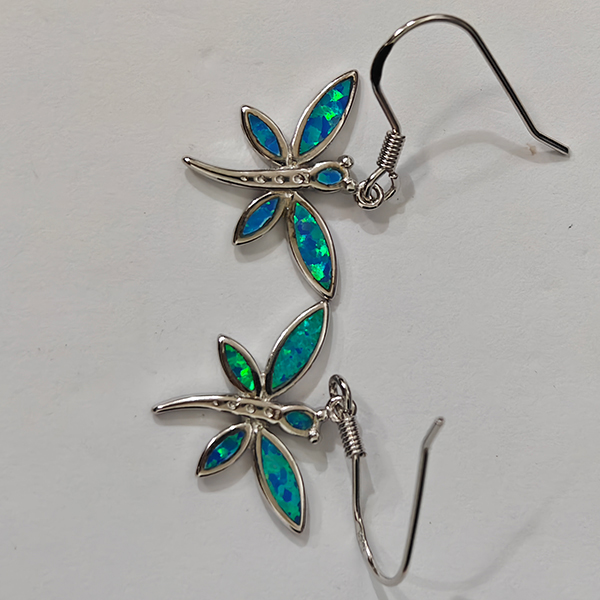 925 Sterling Silver Jewelry Earings 3.62 Grams with Multi Color Blue Created Opal
