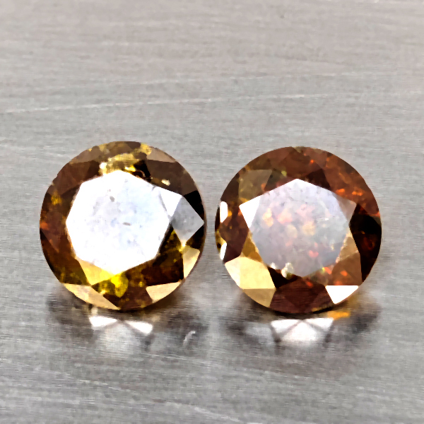 Natural Red Diamond 1.23 Ct. 2 Pcs. Round Brilliant Cut  5.3 Mm.