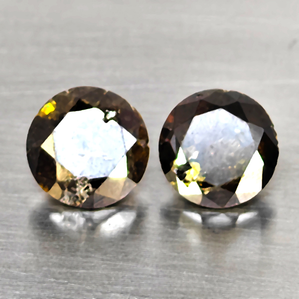 Natural Red Diamond 1.23 Ct. 2 Pcs. Round Brilliant Cut  5.2 Mm.