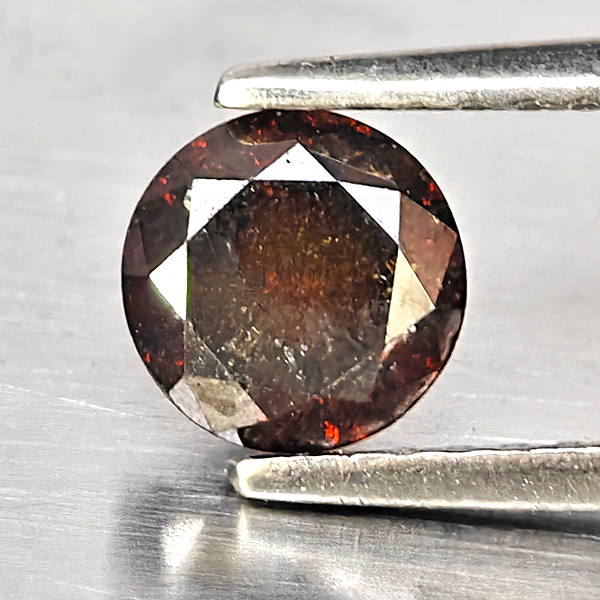 Natural Red Diamond 0.64 Ct. Round Brilliant Cut  5.4 Mm.