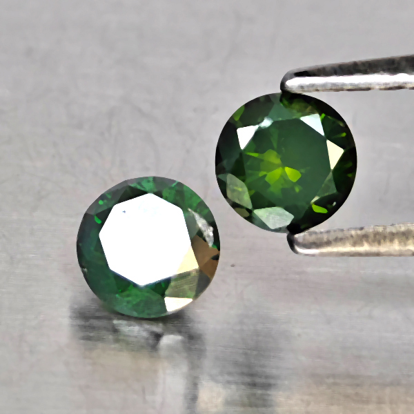 Natural Green Diamond 0.65 Ct. 2 Pcs. Round Diamond Cut  4 Mm.