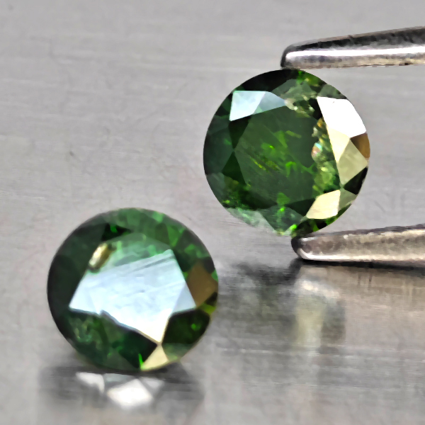 Natural Green Diamond 0.63 Ct. 2 Pcs. Round Diamond Cut  4.4 Mm.