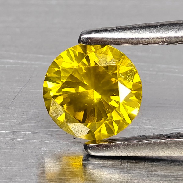 Natural Yellow Diamond 0.41 Ct. Round Diamond Cut 4.8 Mm.