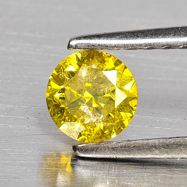 Natural Yellow Diamond 0.41 Ct. Round Diamond Cut 4.6 Mm.
