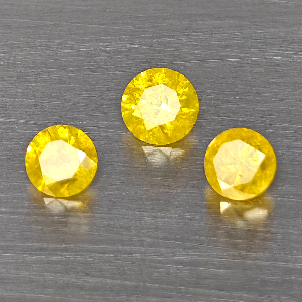 Natural Yellow Diamond 0.66 Ct. 3 Pcs. Round Diamond Cut and Mixed Size