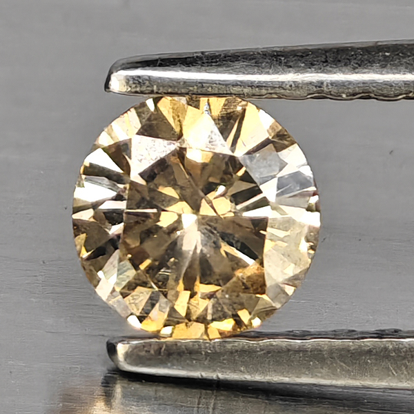Natural Champagne Color Diamond 0.38 Ct. Round Diamond Cut  4.8 Mm.