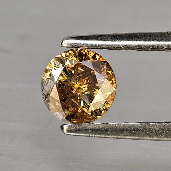 Natural Champagne Color Diamond 0.42 Ct. Round Diamond Cut  4.8 Mm.