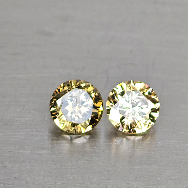 Natural Champagne Color Diamond 0.35 Ct. 2 Pcs. Round Diamond Cut  3.5 Mm.