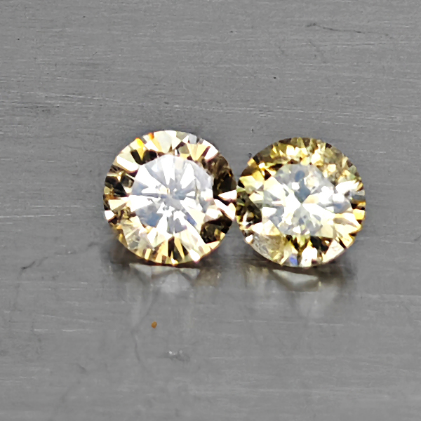 Natural Champagne Color Diamond 0.35 Ct. 2 Pcs. Round Diamond Cut  3.6 Mm.