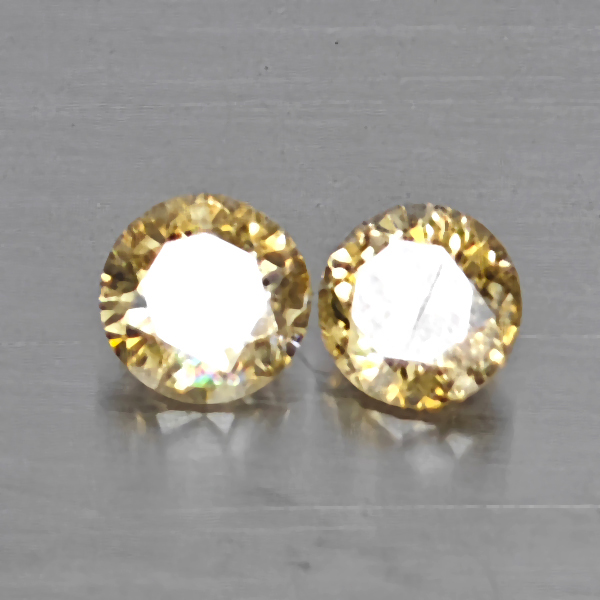 Natural Champagne Color Diamond 0.37 Ct. 2 Pcs. Round Diamond Cut  3.5 Mm.