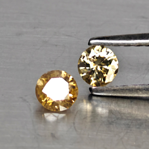 Natural Champagne Color Diamond 0.30 Ct. 2 Pcs. Round Diamond Cut  3.4 Mm.