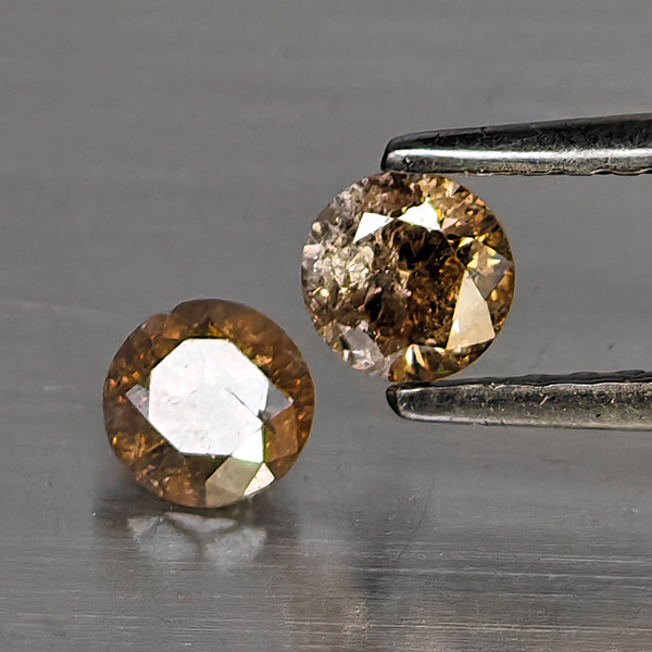 Natural Champagne Color Diamond 0.47 Ct. 2 Pcs. Round Diamond Cut 3.9 Mm. Natural Champagne Color Diamond 0.47 Ct. 2 Pcs. Round Diamond Cut 3.9 Mm.