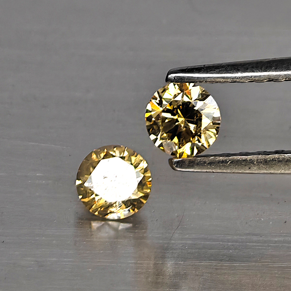 Natural Champagne Color Diamond 0.35 Ct. 2 Pcs. Round Diamond Cut 3.7 Mm. Natural Champagne Color Diamond 0.35 Ct. 2 Pcs. Round Diamond Cut 3.7 Mm.
