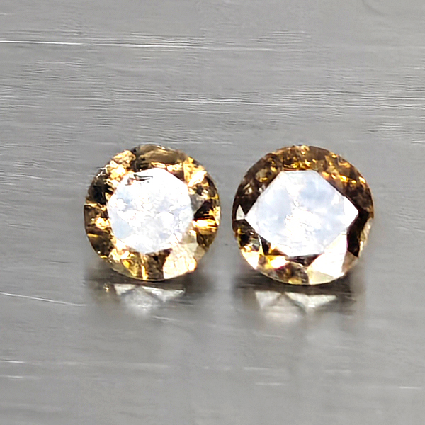 Natural Champagne Color Diamond 0.36 Ct. 2 Pcs. Round Diamond Cut 3.5 Mm. Natural Champagne Color Diamond 0.36 Ct. 2 Pcs. Round Diamond Cut 3.5 Mm.