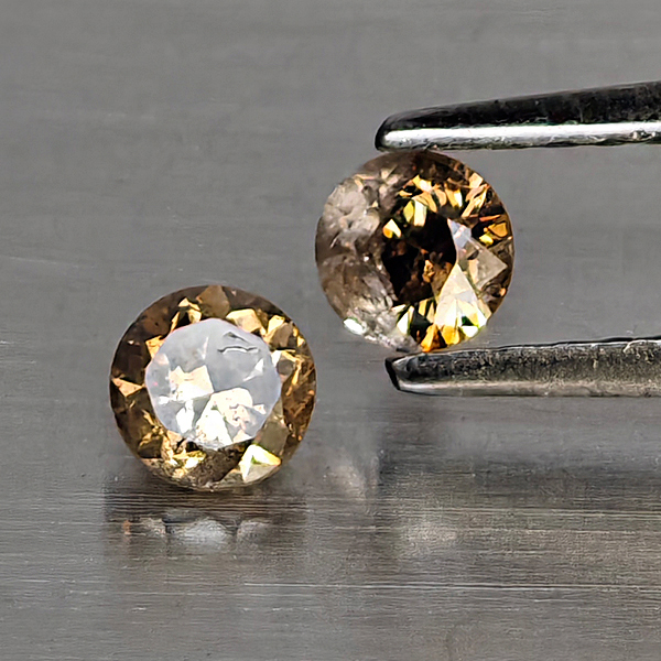 Natural Champagne Color Diamond 0.41 Ct. 2 Pcs. Round Diamond Cut 3.5 Mm. Natural Champagne Color Diamond 0.41 Ct. 2 Pcs. Round Diamond Cut 3.5 Mm.