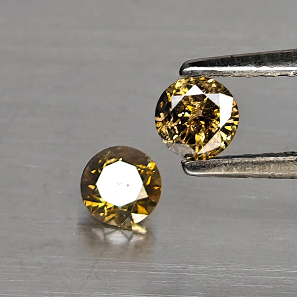 Natural Champagne Color Diamond 0.31 Ct. 2 Pcs. Round Diamond Cut 3.4 Mm. Natural Champagne Color Diamond 0.31 Ct. 2 Pcs. Round Diamond Cut 3.4 Mm.
