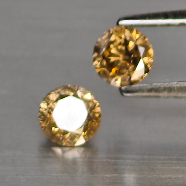 Natural Champagne Color Diamond 0.48 Ct. 2 Pcs. Round Diamond Cut 4.1 Mm. Natural Champagne Color Diamond 0.48 Ct. 2 Pcs. Round Diamond Cut 4.1 Mm.
