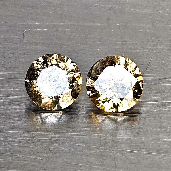 Natural Champagne Color Diamond 0.30 Ct. 2 Pcs. Round Diamond Cut 3.4 Mm. Natural Champagne Color Diamond 0.30 Ct. 2 Pcs. Round Diamond Cut 3.4 Mm.