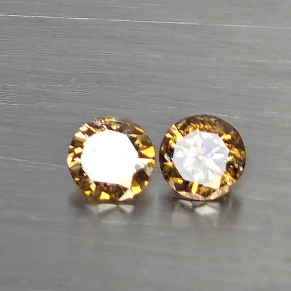 Natural Champagne Color Diamond 0.32 Ct. 2 Pcs. Round Diamond Cut 3.5 Mm. Natural Champagne Color Diamond 0.32 Ct. 2 Pcs. Round Diamond Cut 3.5 Mm.