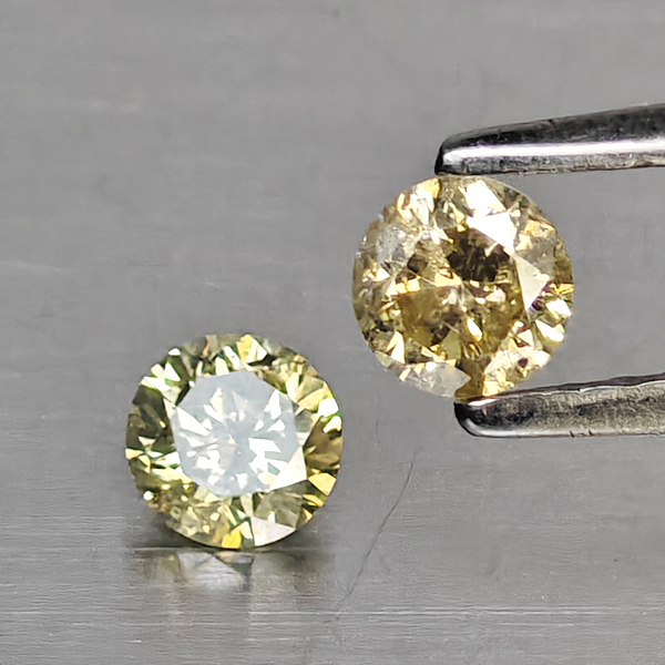 Natural Champagne Color Diamond 0.35 Ct. 2 Pcs. Round Diamond Cut  3.5 Mm.