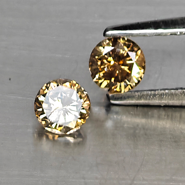 Natural Champagne Color Diamond 0.33 Ct. 2 Pcs. Round Diamond Cut 3.5 Mm. Natural Champagne Color Diamond 0.33 Ct. 2 Pcs. Round Diamond Cut 3.5 Mm.