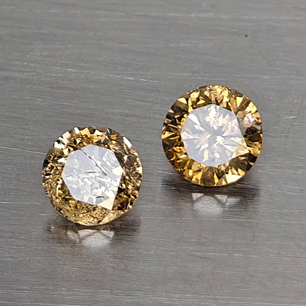 Natural Champagne Color Diamond 0.37 Ct. 2 Pcs. Round Diamond Cut 3.5 Mm. Natural Champagne Color Diamond 0.37 Ct. 2 Pcs. Round Diamond Cut 3.5 Mm.