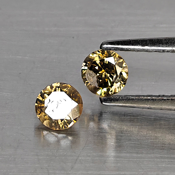 Natural Champagne Color Diamond 0.33 Ct. 2 Pcs. Round Diamond Cut 3.5 Mm. Natural Champagne Color Diamond 0.33 Ct. 2 Pcs. Round Diamond Cut 3.5 Mm.